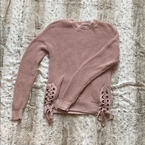 Women’s Dusty Pink Knitted Side-Tie Sweater